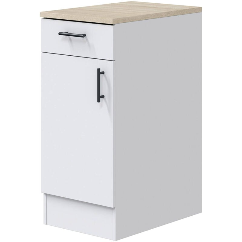 foto del prodotto mobile 1 anta con cassetto casnigo, mobile contenitore misto, base cucina con anta e cassetto, modulo multiuso, 40x60 h90 cm, bianco e rovere dmora