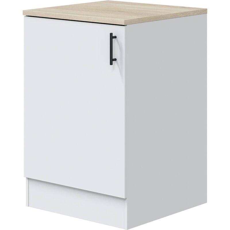 foto del prodotto mobile 1 anta fombio, armadietto verticale, modulo contenitore, base cucina compatta, 60x60 h90 cm, bianco e rovere dmora