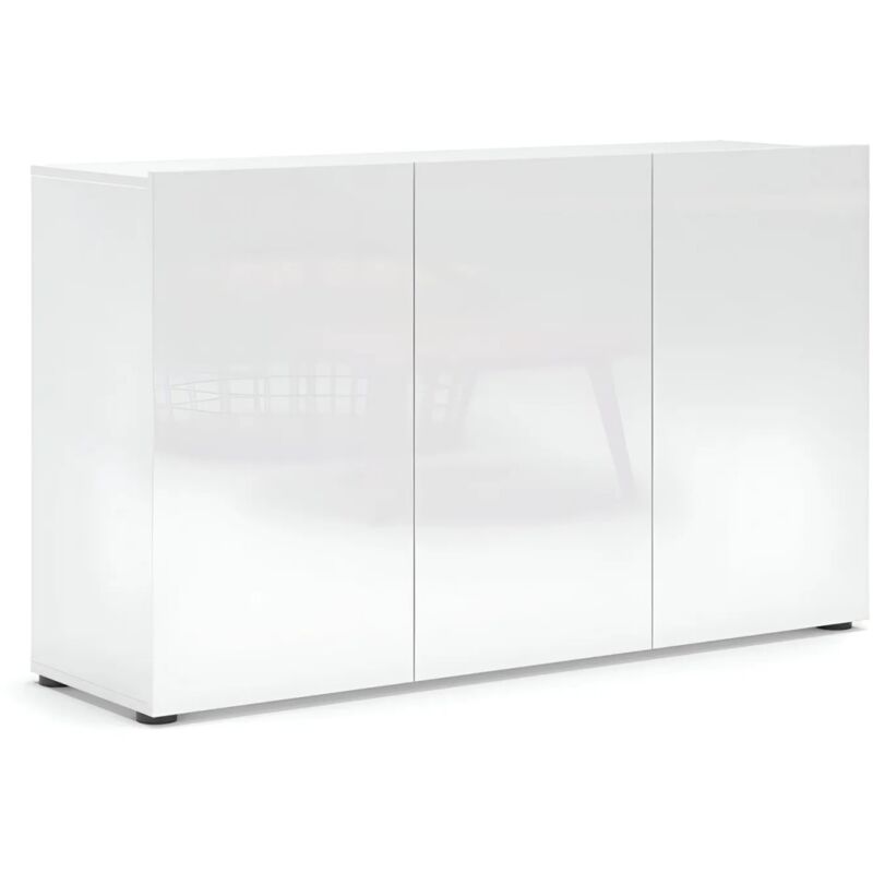 foto del prodotto mobile 3 ante e 2 ripiani 135x38x80 cm bianco lucido