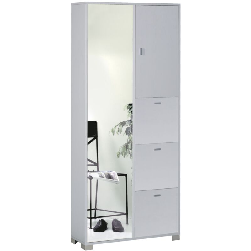 foto del prodotto mobile 5 ante bianco con specchio, 83x190x29 cm
