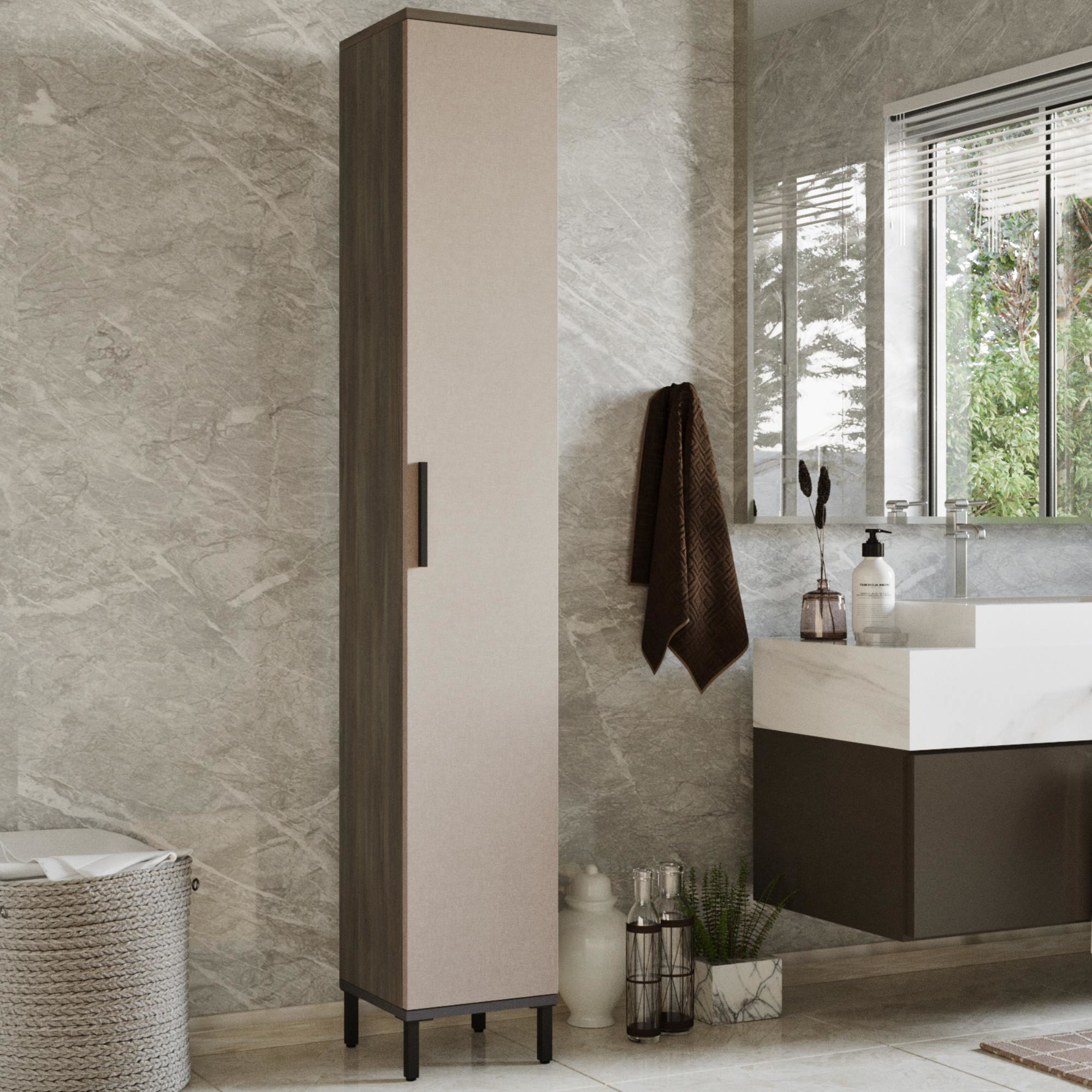 foto del prodotto mobile a colonna 39 lieto 39 armadio da stoccaggio a 6 scomparti rovere grigio beige en.casa 
