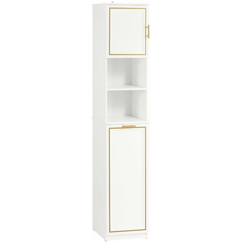 foto del prodotto mobile a colonna bagno salvaspazio mobile alto con borsa portabiancheria pieghevole bianco oro bordo l33xp32xa171 cm bzr87 w sobuy