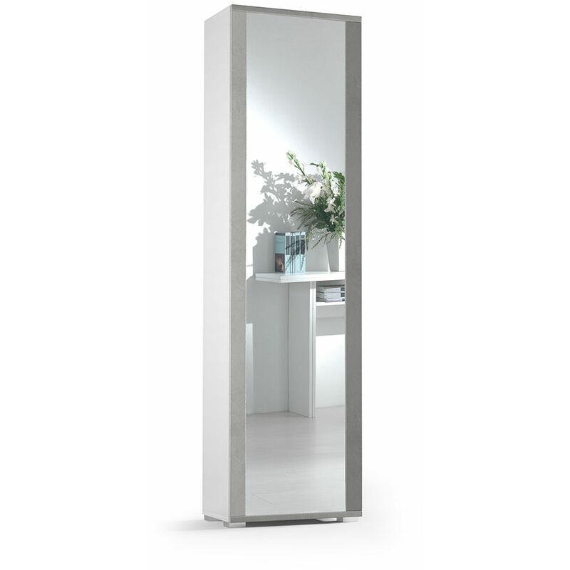 foto del prodotto mobile a colonna h 182cm grigio cemento con specchio