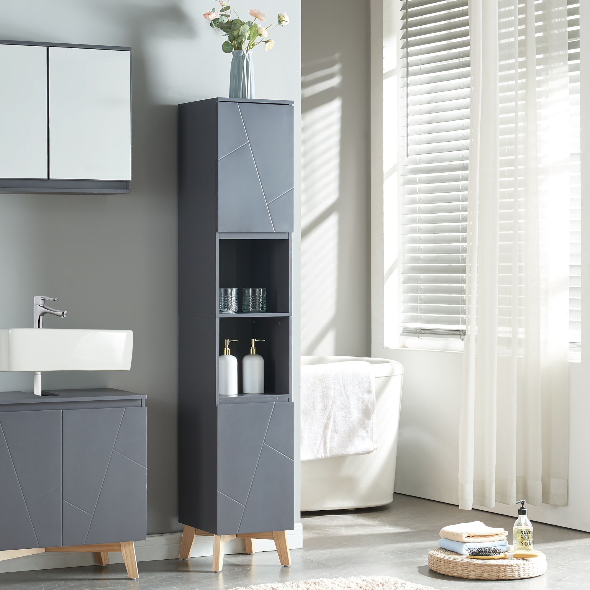 foto del prodotto mobile a colonna overath per bagno grigio en.casa 