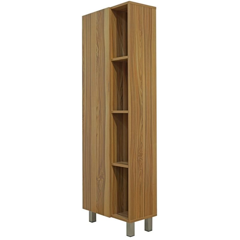 foto del prodotto mobile a colonna per bagno 50x140x24 cm 1 anta 4 ripiani in melaminico legno naturale