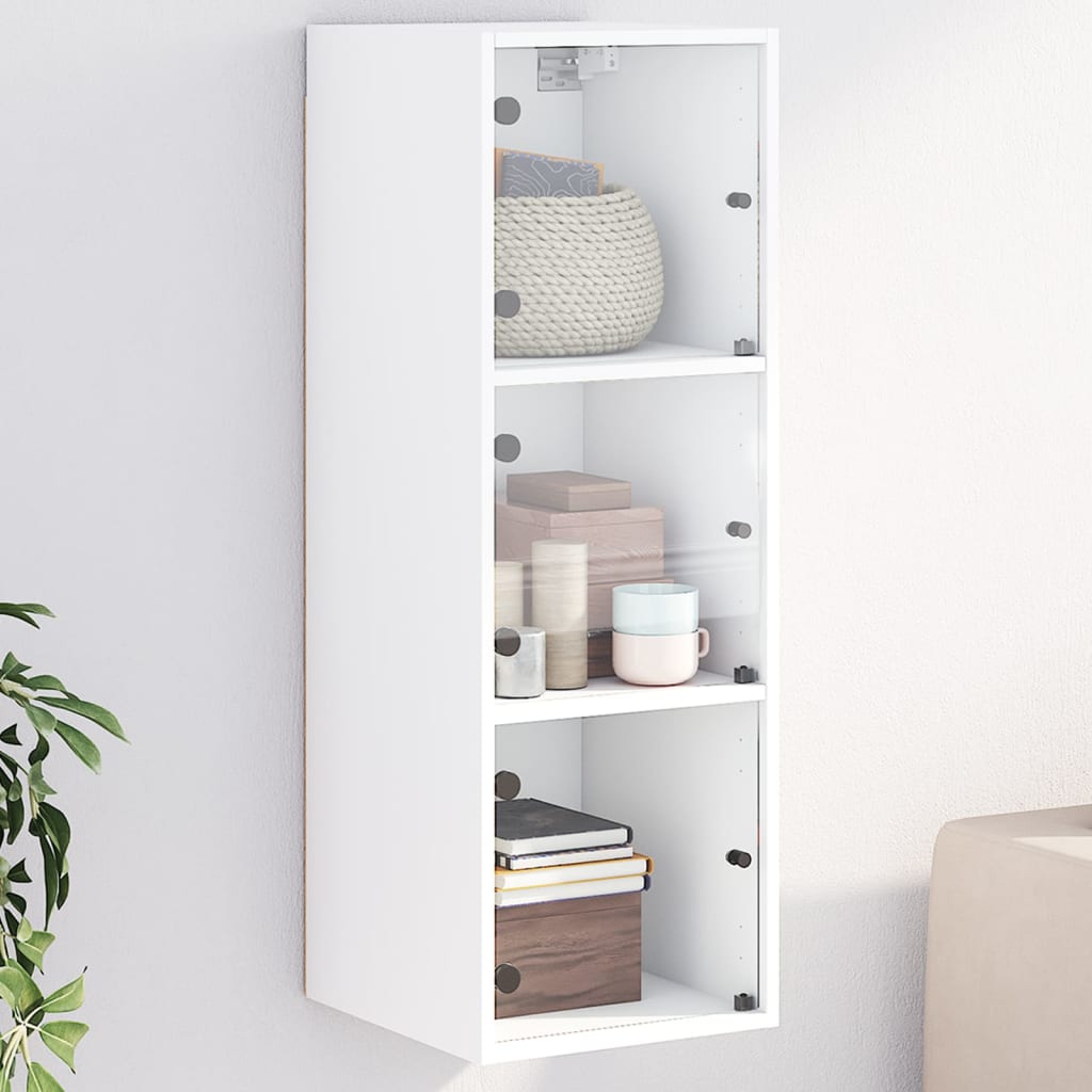foto del prodotto mobile a muro con ante in vetro bianco 35x37x100 cm
