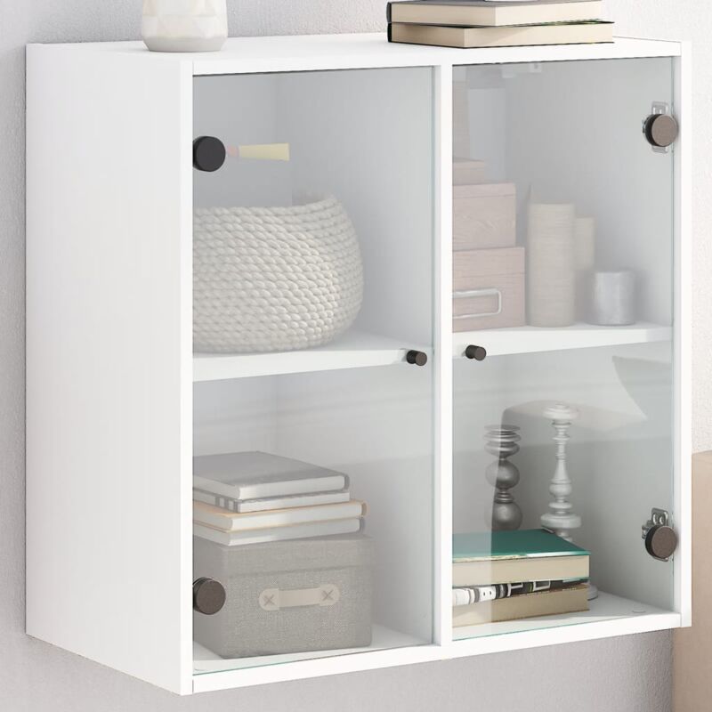 foto del prodotto mobile a muro con ante in vetro bianco 68x37x68,5 cm vidaxl