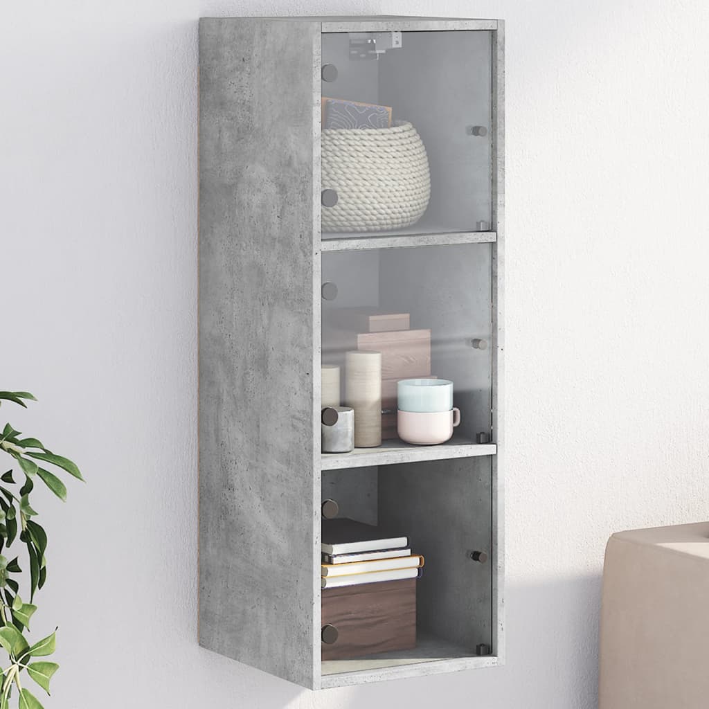 foto del prodotto mobile a muro con ante in vetro grigio cemento 35x37x100 cmcod mxl 111159