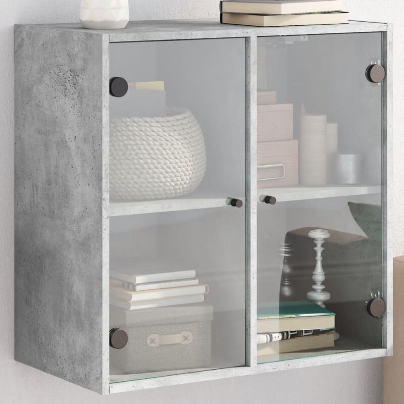 foto del prodotto mobile a muro con ante in vetro grigio cemento 68x37x68,5 cm vidaxl
