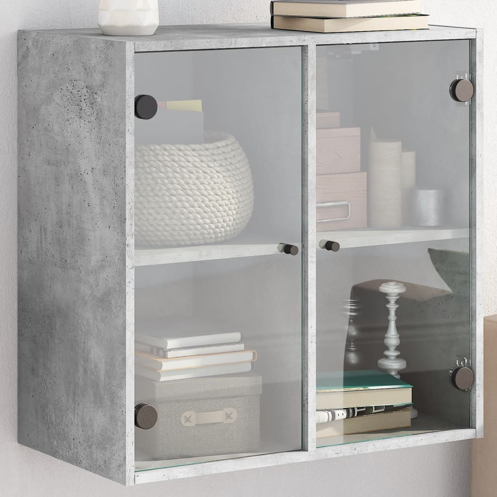 foto del prodotto mobile a muro con ante in vetro grigio cemento 68x37x68,5 cmcod mxl 87144