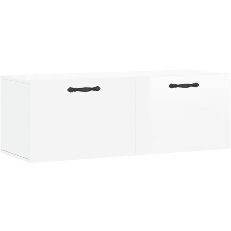 foto del prodotto mobile a parete bianco lucido 100x36,5x35 cm legno multistrato vidaxl