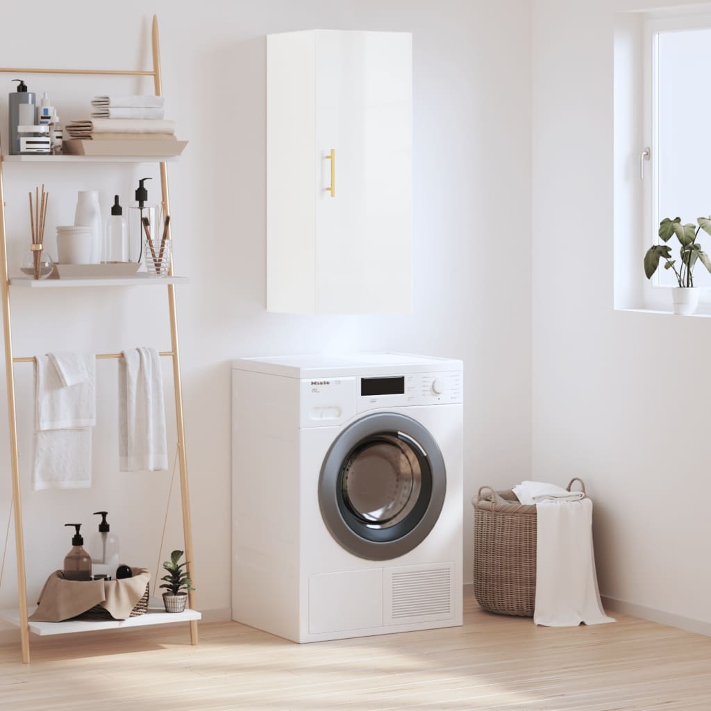 foto del prodotto mobile a parete bianco lucido 34,5x34x90 cmcod mxl 127437