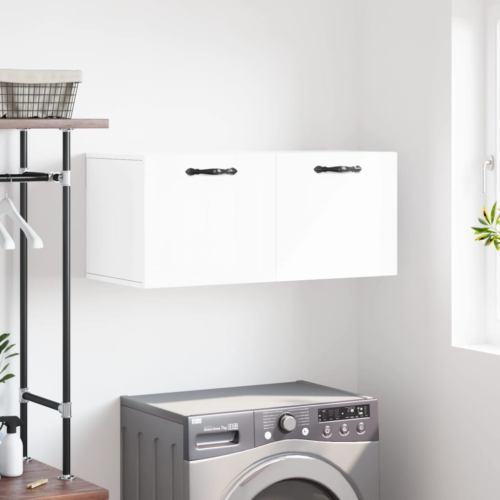 foto del prodotto mobile a parete bianco lucido 80x36,5x35 cm legno multistratocod mxl 79597