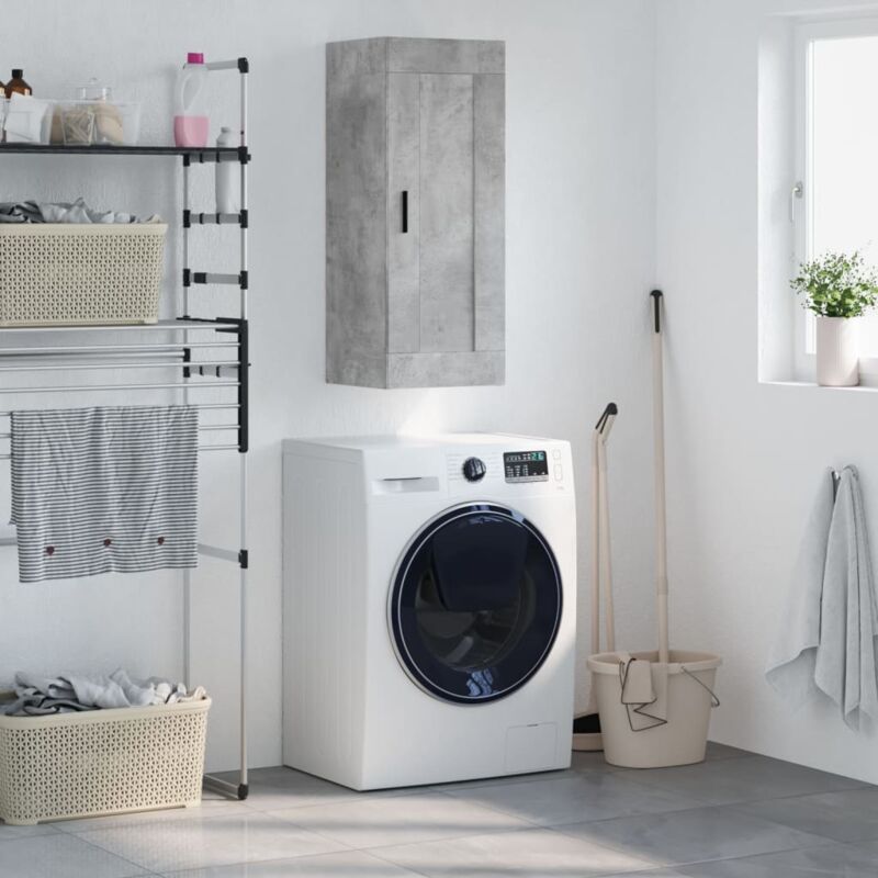 foto del prodotto mobile a parete grigio cemento 34,5x34x90 cm legno multistratocod mxl 104063