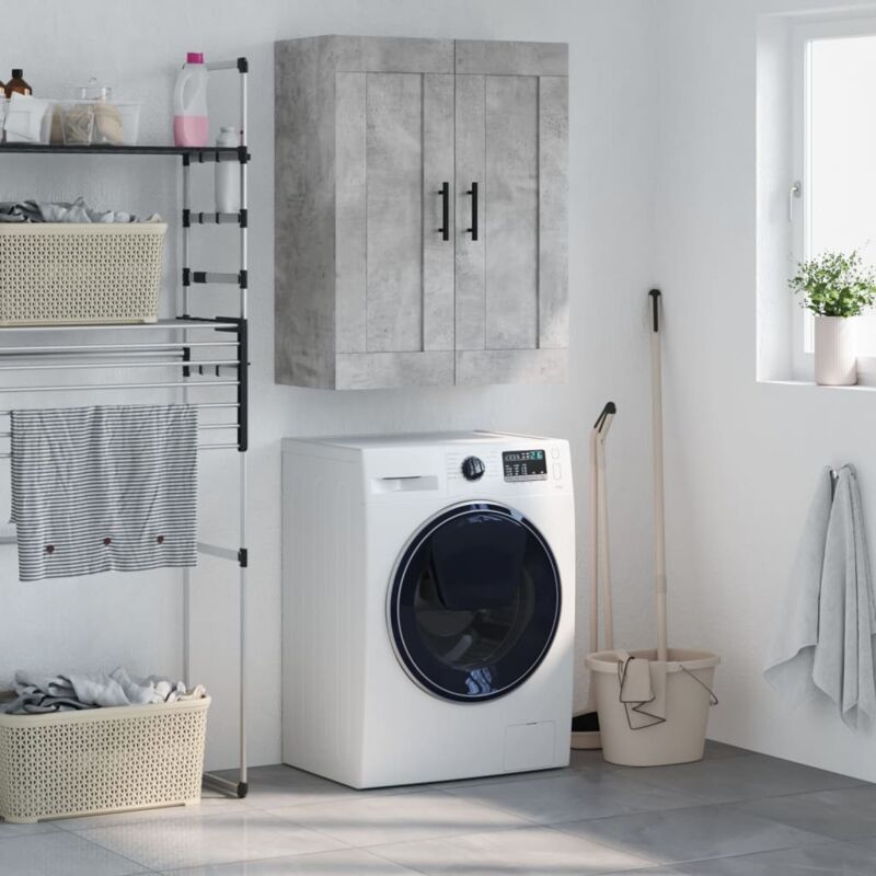 foto del prodotto mobile a parete grigio cemento 69,5x34x90 cm legno multistrato vidaxl