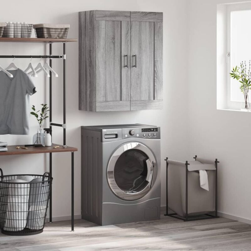 foto del prodotto mobile a parete grigio sonoma 69,5x34x90 cm legno multistrato vidaxl