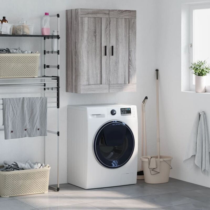 foto del prodotto mobile a parete grigio sonoma 69,5x34x90 cm legno multistrato vidaxl