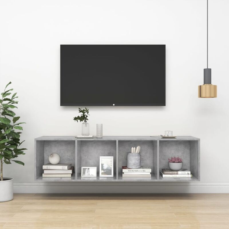 foto del prodotto mobile a parete ideale per tv con 4 scomparti aperti disponibili vari colori colore cemento