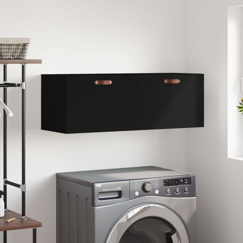 foto del prodotto mobile a parete nero 100x36,5x35 cm in legno multistrato vidaxl