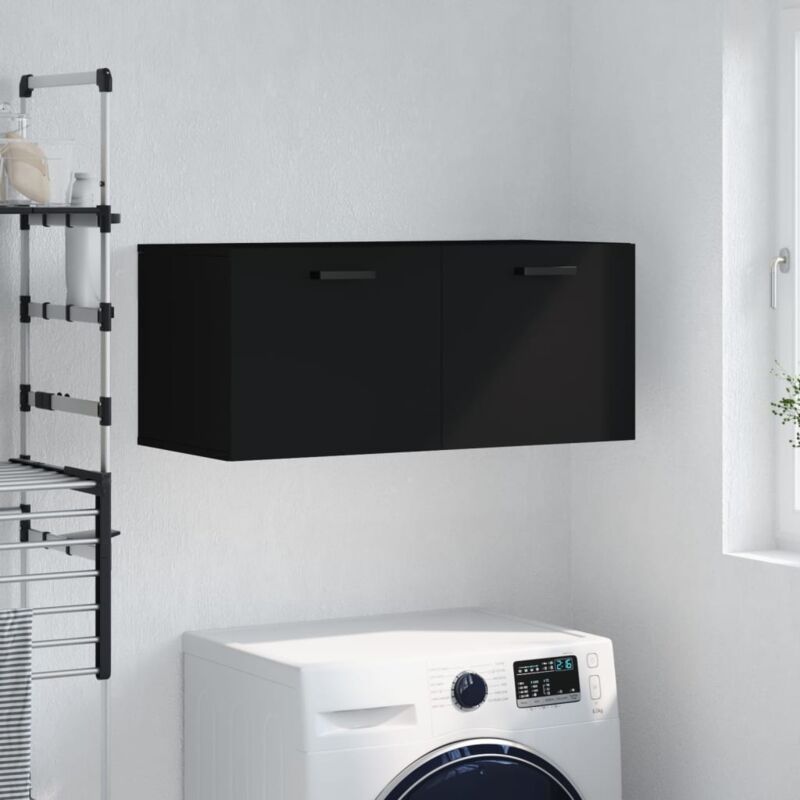 foto del prodotto mobile a parete nero 80x36,5x35 cm in legno multistrato vidaxl