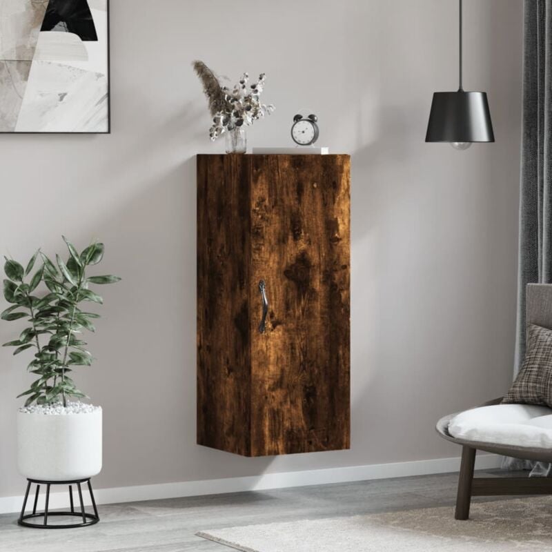 foto del prodotto mobile a parete rovere fumo 34,5x34x90 cm in legno multistrato vidaxl