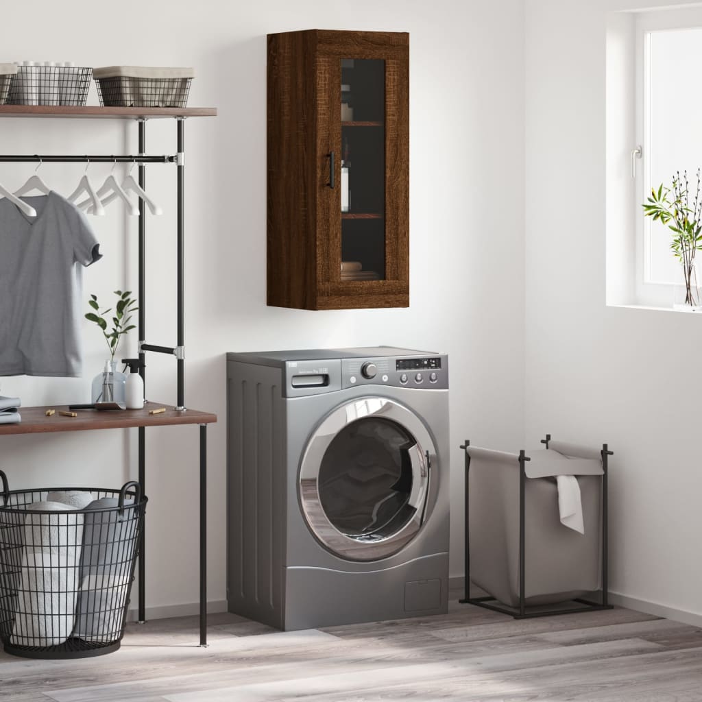foto del prodotto mobile a parete rovere marrone 34,5x34x90 cm
