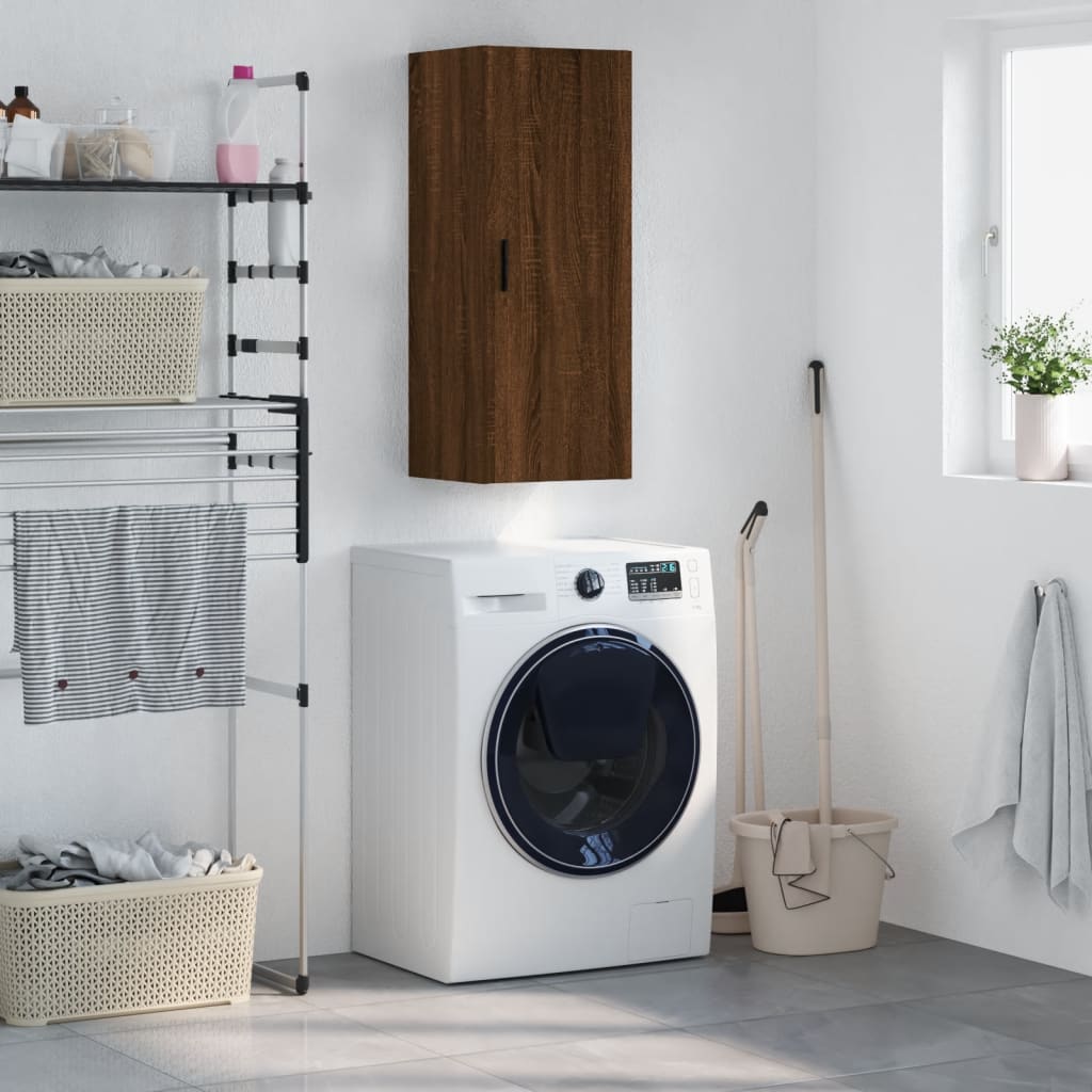foto del prodotto mobile a parete rovere marrone 34,5x34x90 cmcod mxl 80904
