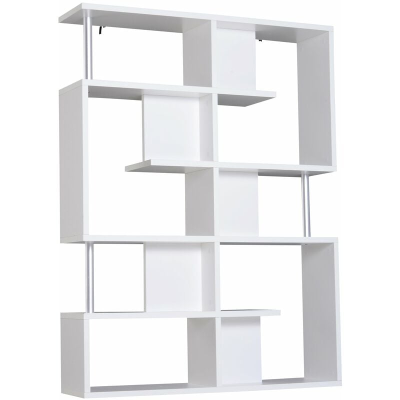 foto del prodotto mobile a scaffali libreria 5 livelli in legno bianco 120x28.6x160 cm