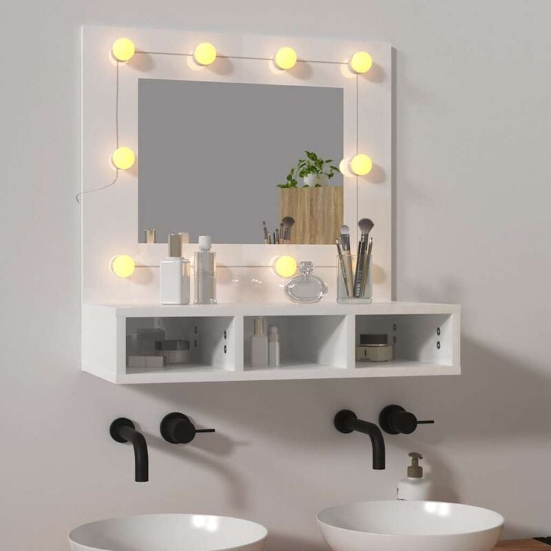foto del prodotto mobile a specchio con led bianco lucido 60x31,5x62 cm vidaxl