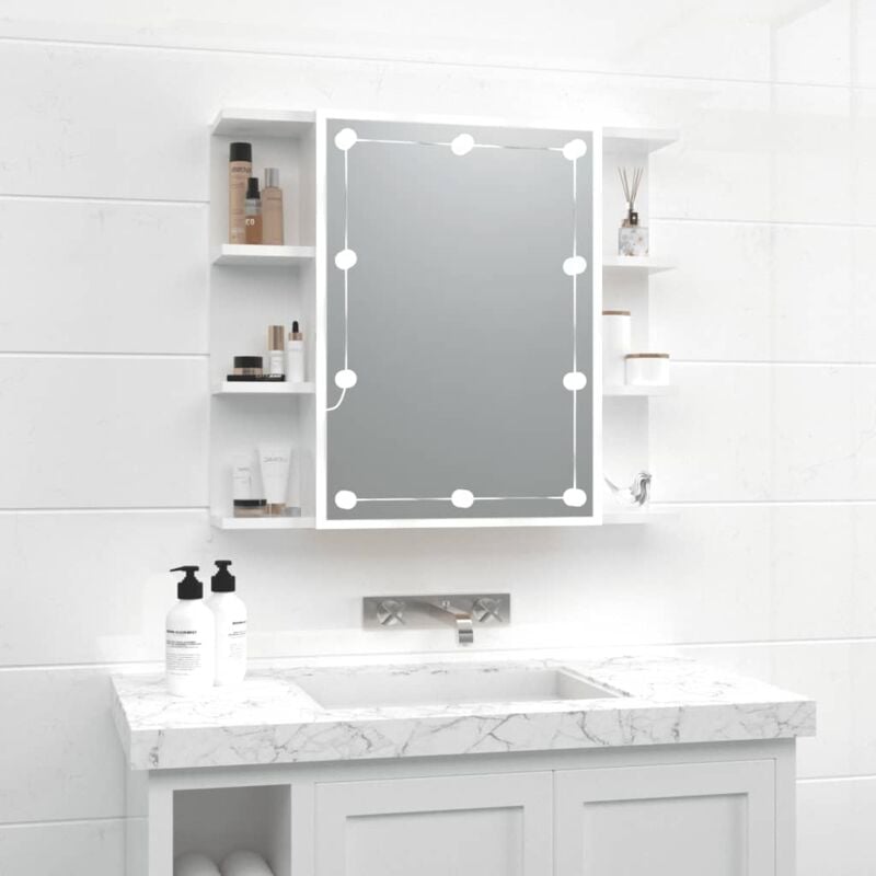 foto del prodotto mobile a specchio con led bianco lucido 70x16,5x60 cm vidaxl