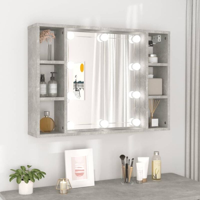 immagine 0 del prodotto mobile a specchio con led dotato di 3 scomparti laterali disponibili vari colori colore cemento
