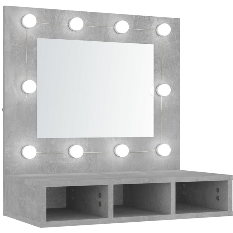 foto del prodotto mobile a specchio con led grigio cemento 60x31,5x62 cm vidaxl