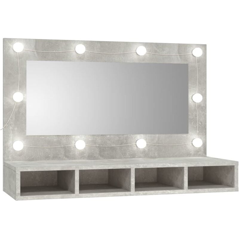 foto del prodotto mobile a specchio con led grigio cemento 90x31,5x62 cm vidaxl