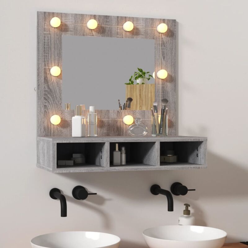 foto del prodotto mobile a specchio con led grigio sonoma 60x31,5x62 cm vidaxl
