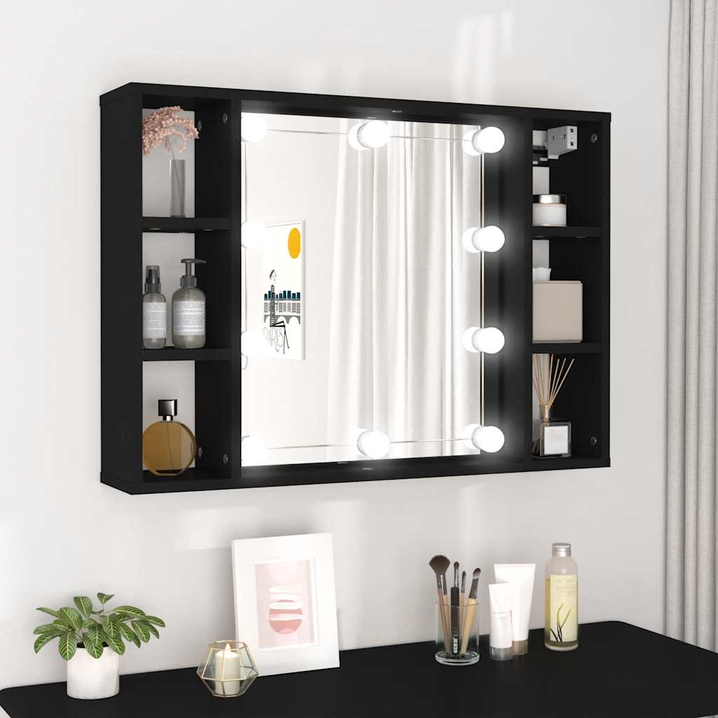 foto del prodotto mobile a specchio con led nero 76x15x55 cm vidaxl