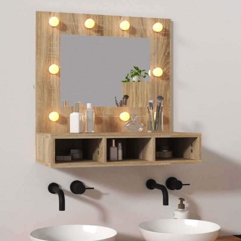 foto del prodotto mobile a specchio con led rovere sonoma 60x31,5x62 cm vidaxl
