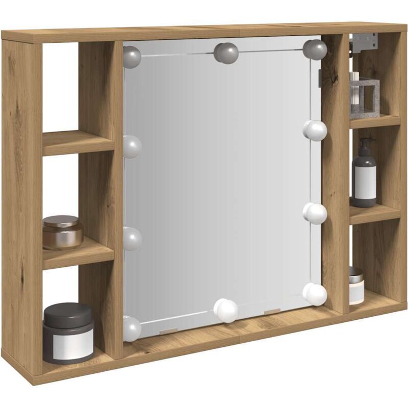 foto del prodotto mobile a specchio led rovere artigianale 76x15x55cm multistrato vidaxl
