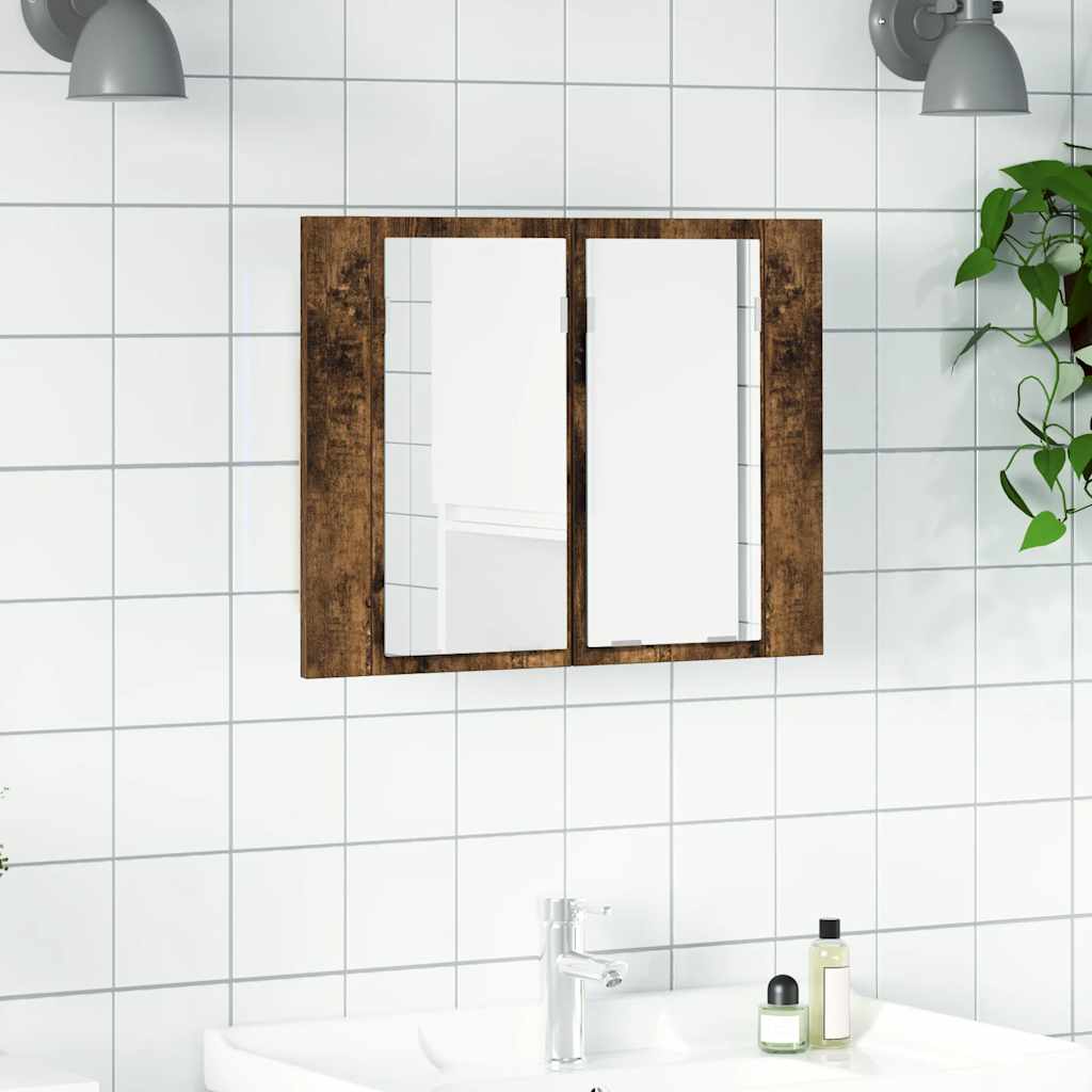 foto del prodotto mobile a specchio led rovere fumo 60x12x45 cm legno multistratocod mxl 94779