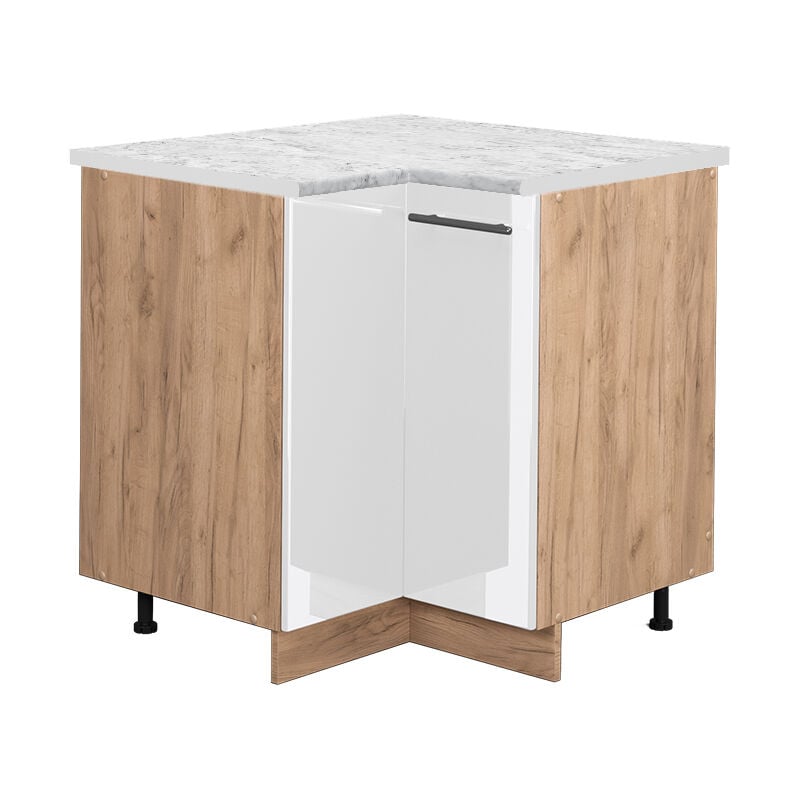foto del prodotto mobile ad angolo cucina fame line, bianco lucido, 80.5 cm , pl marmo vicco