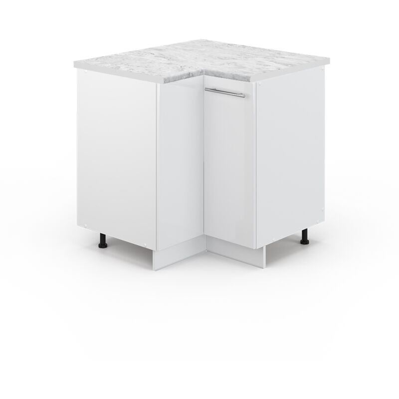 foto del prodotto mobile ad angolo cucina fame line, bianco lucido, 80.5 cm , pl marmo vicco