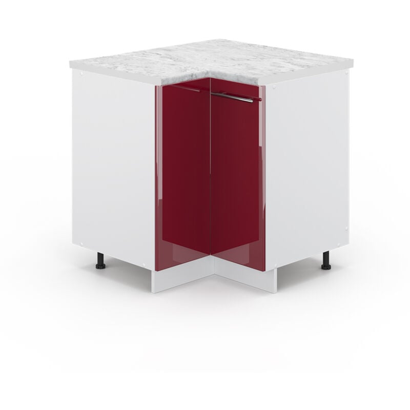 foto del prodotto mobile ad angolo cucina fame line, rosso bordeaux lucido, 80.5 cm , pl marmo vicco