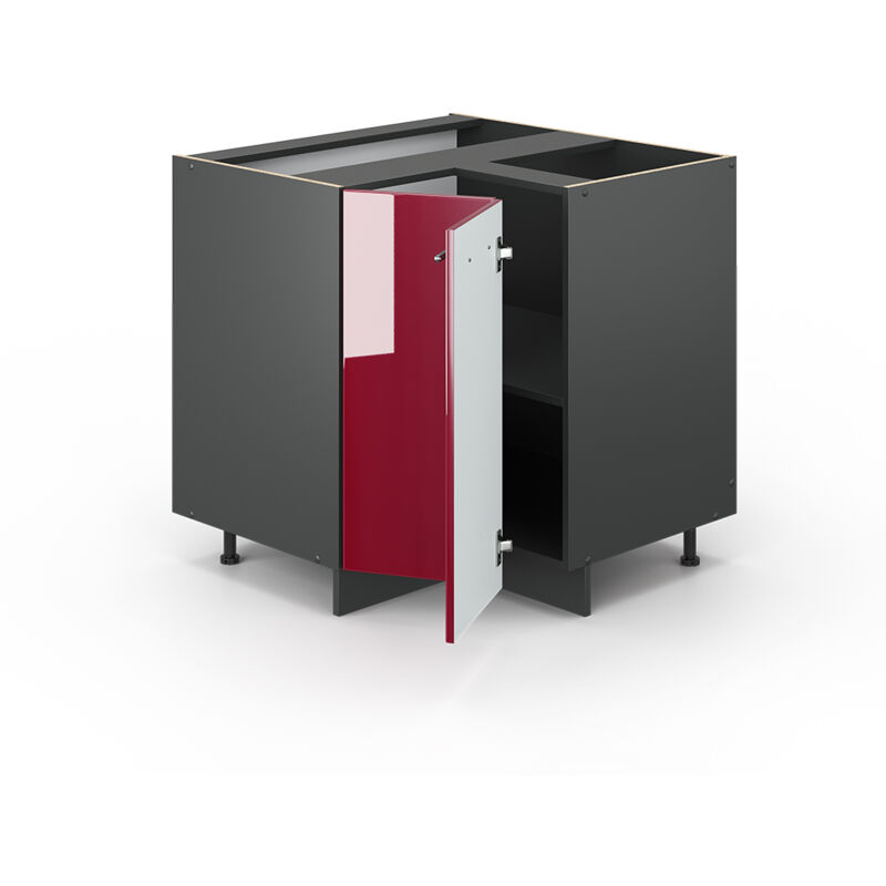 foto del prodotto mobile ad angolo cucina fame line, rosso bordeaux lucido, 80.5 cm senza piano di lavoro vicco