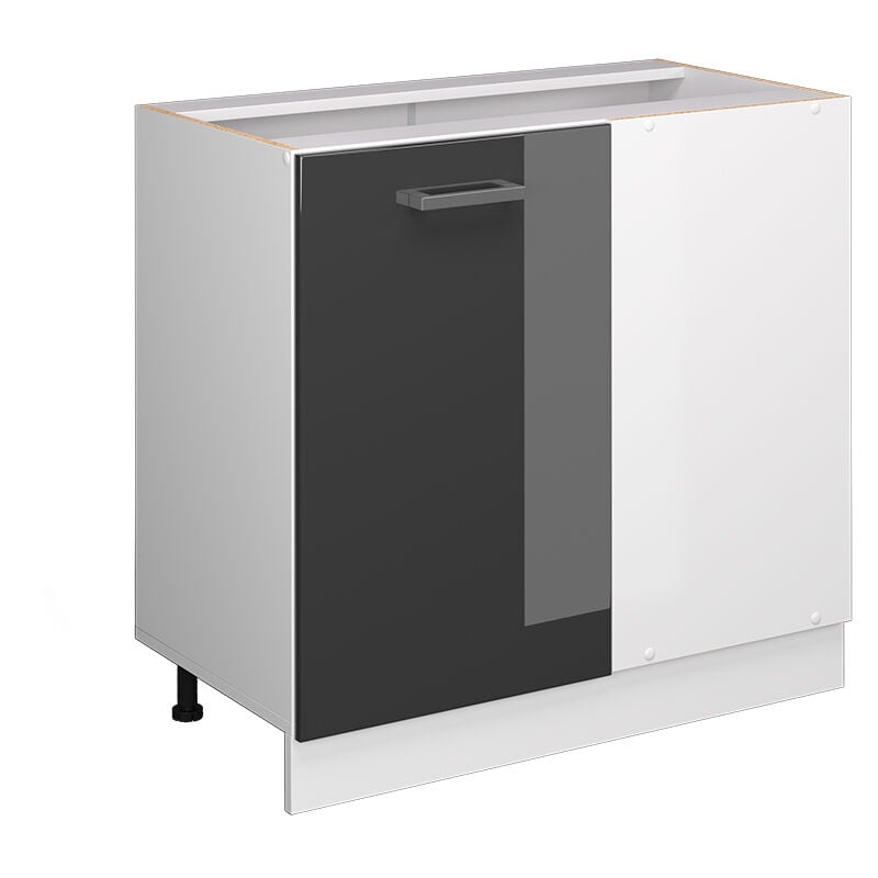 foto del prodotto mobile ad angolo cucina r line, antracite lucido, 86 cm senza piano di lavoro vicco