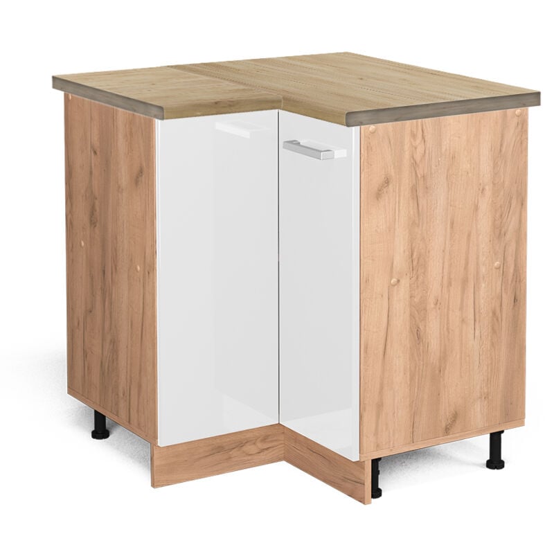 foto del prodotto mobile ad angolo cucina r line, bianco lucido, 75.6 cm , pl rovere vicco
