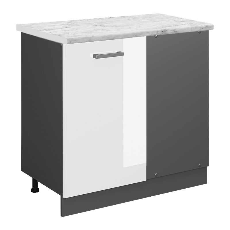foto del prodotto mobile ad angolo cucina r line, bianco lucido, 86 cm pl marmo, vicco
