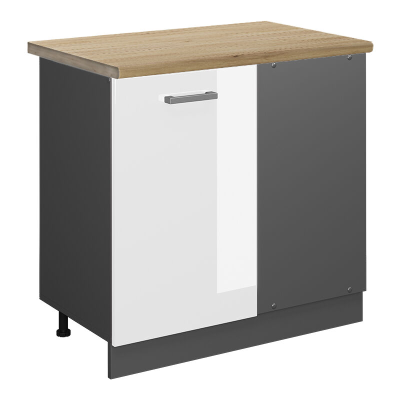foto del prodotto mobile ad angolo cucina r line, bianco lucido, 86 cm , pl rovere vicco