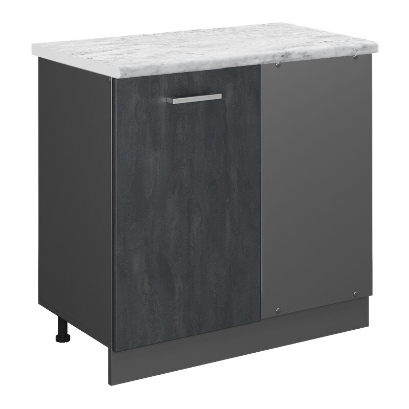 foto del prodotto mobile ad angolo cucina r line, calcestruzzo nero, 86 cm pl marmo vicco