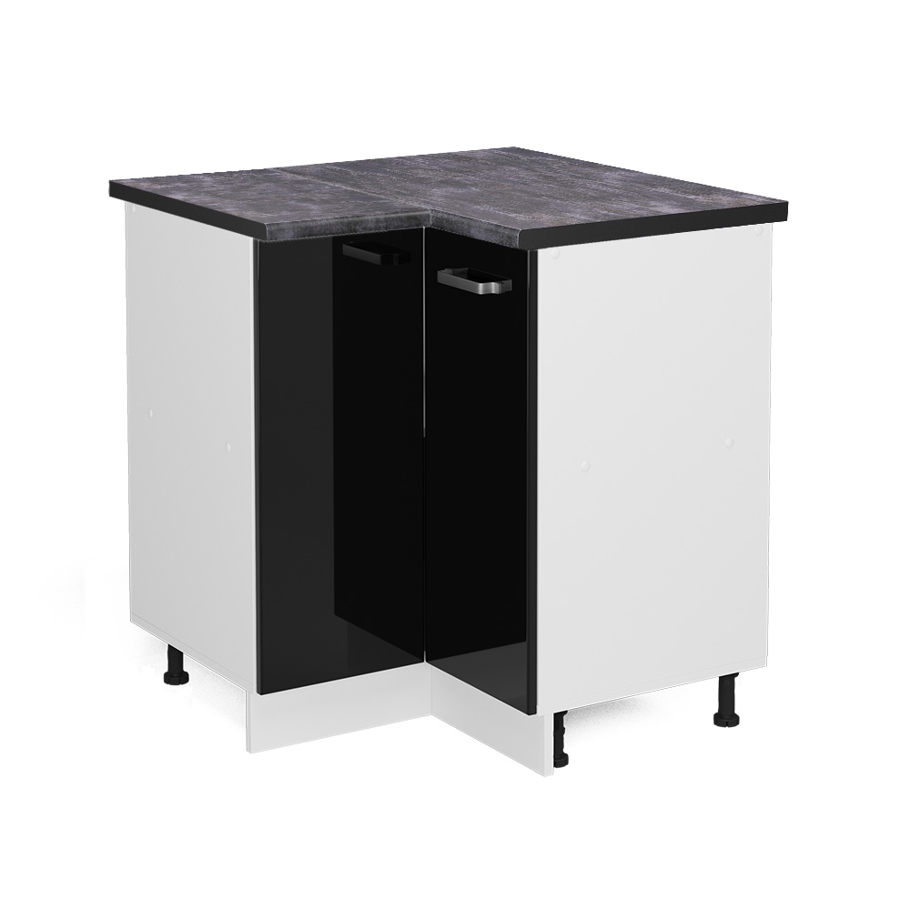 foto del prodotto mobile ad angolo cucina r line, nero lucido, 75.6 cm , pl antracite vicco