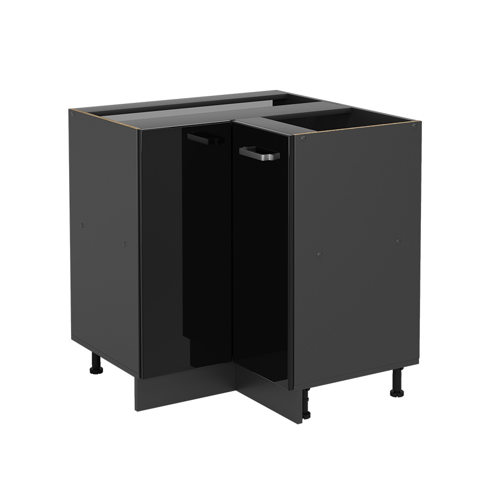 foto del prodotto mobile ad angolo cucina r line, nero lucido, 75.6 cm senza piano di lavoro vicco