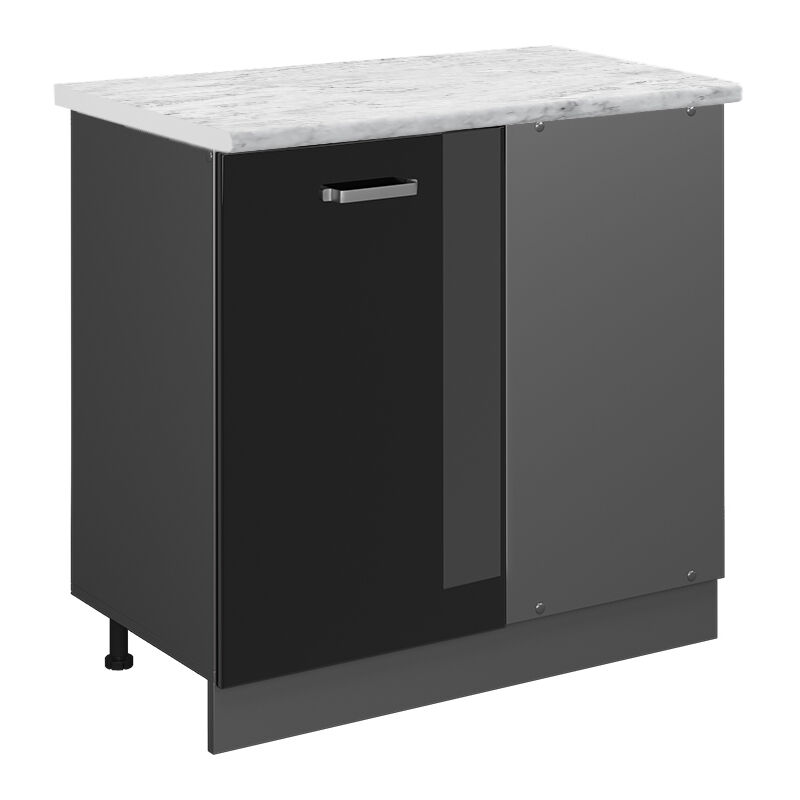 foto del prodotto mobile ad angolo cucina r line, nero lucido, 86 cm pl marmo, vicco